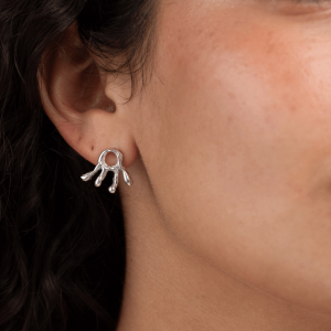 Inspired by the organic, radiant forms of the sun, the Solar Earrings are sculptural statement earrings with a raw and fluid character. Their irregular silhouette and softly textured finish give each pair an artistic, handcrafted feel that stands out while remaining delicate enough for everyday wear.